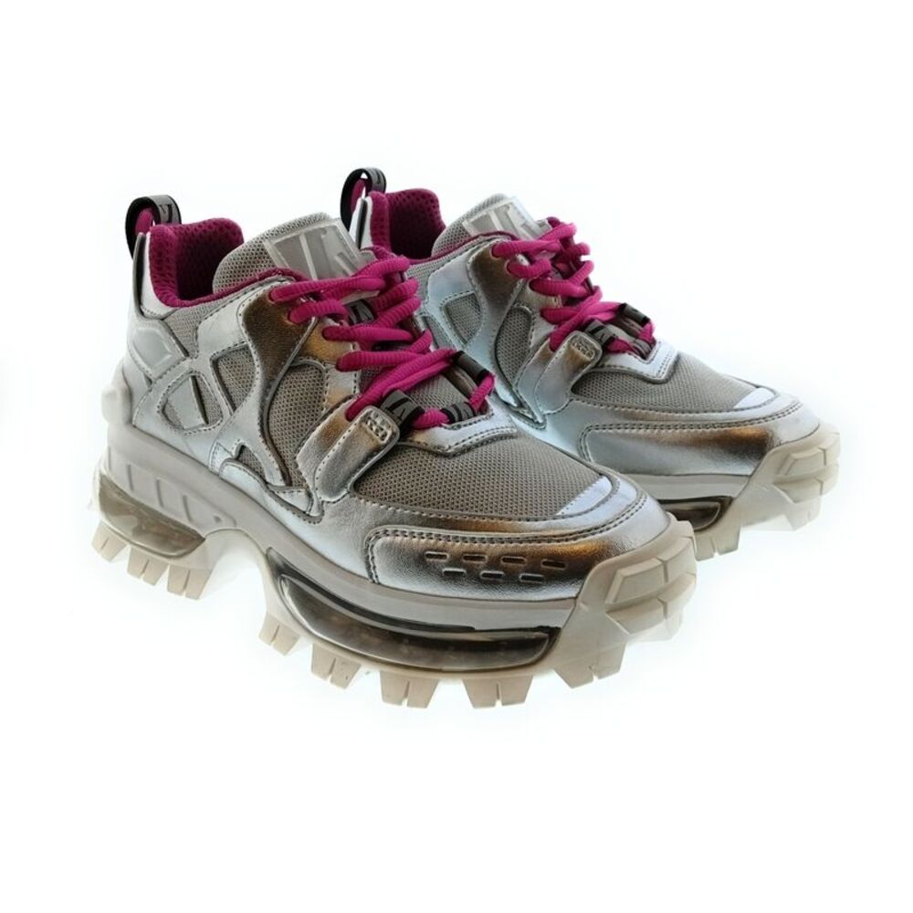 Emporio Armani Women's Silver Chunky Trail Sneakers